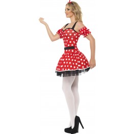 Minnie-Maus-Damen-Kostüm Rot/Schwarz/Weiß 56